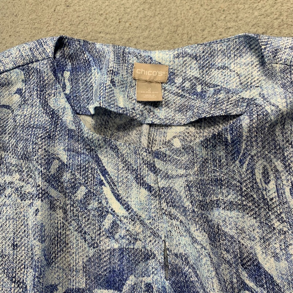 CHICOS Blouse Womens Size 2 / Large Top Blue - Picture 6 of 7